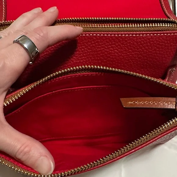 Dooney & Bourke Red and Brown Crossbody Bag - Picture 3 of 6